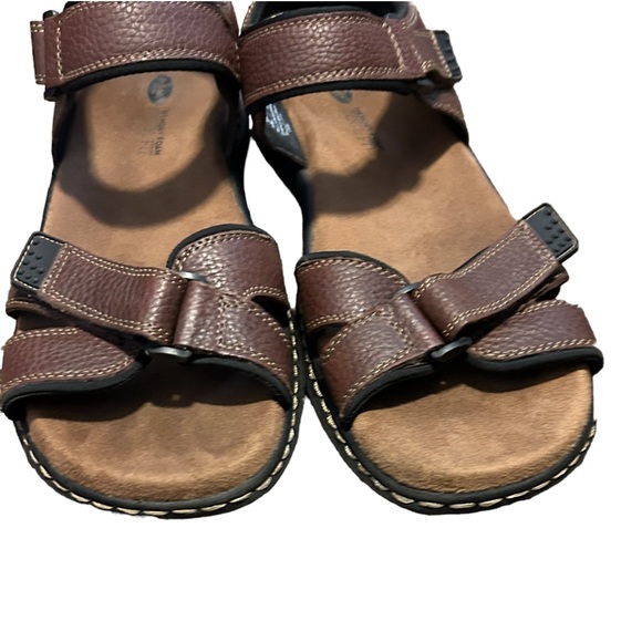 NEW! DR. SCHOLL'S Men's Brown Leather Memory Foam Comfort Sandal-12 - Picture 3 of 14
